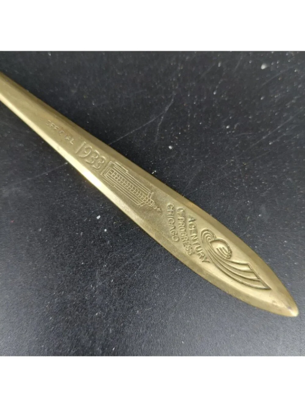 Vintage Dirigold 1933 Century Of Progress Chicago Souvenir Spoon Worlds Fair